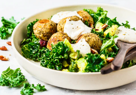 warm salad with baby meatballs