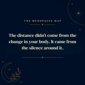 Quote card reading “The distance didn’t come from the change in your body, it came from the silence around it”